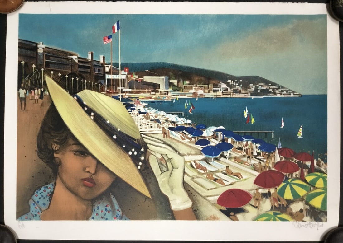 Robert Vernet Bonfort Cannes Signed Limited Edition Lithograph 138 of 250: Robert Vernet Bonfort Cannes Signed Limited Edition Lithograph 138 of 250 This stunning limited edition lithograph titled "Cannes" by artist Robert Vernet Bonfort captures the essence of realism. Meas