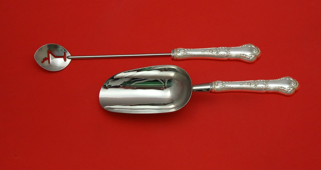 Gorham Baronial Old Sterling Silver 2pc Bar Set Custom Made: Gorham Baronial Old Sterling Silver 2pc Bar Set Custom Made This exquisite 2-piece bar set, crafted by Gorham, features the elegant Baronial Old pattern. Made of high-quality sterling silver, each pie