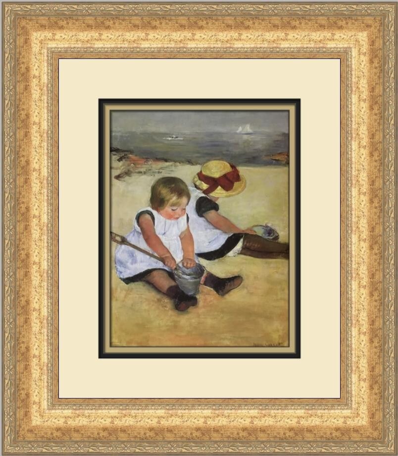 Mary Cassatt Two Children at the Seashore Custom Framed Print 1994: Mary Cassatt Two Children at the Seashore Custom Framed Print 1994 This beautiful print titled "Two Children at the Seashore" by Mary Cassatt captures a serene moment at the beach. Measuring 10" x 7"
