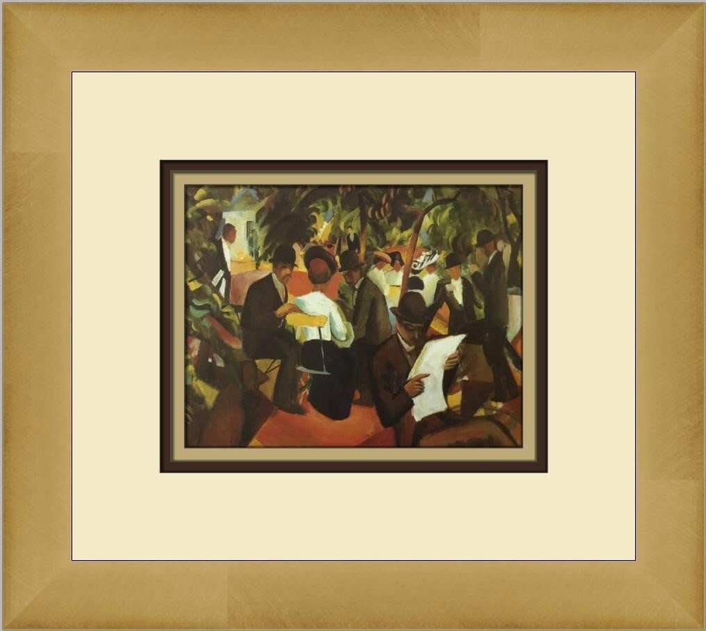 August Macke Garden Restaurant Custom Framed Art Print 12x11: August Macke Garden Restaurant Custom Framed Art Print 12x11 This exquisite custom framed print titled 'Garden Restaurant' by August Macke showcases the artist's Impressionist style. Measuring 12 inch