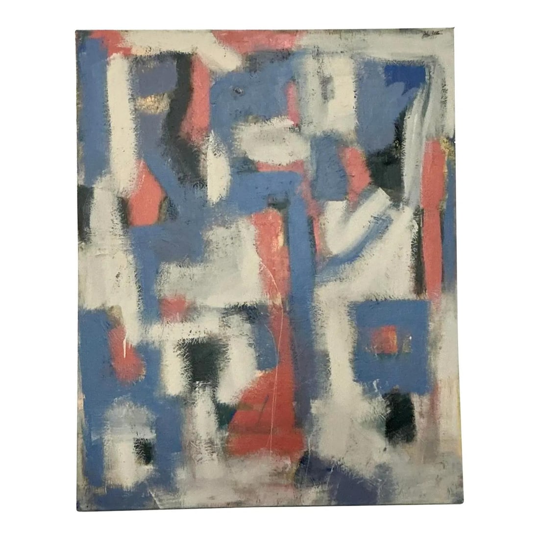 Large Mid-Century Abstract Expressionist Oil Painting on Canvas 60 x 48 Inches: Large Mid-Century Abstract Expressionist Oil Painting on Canvas 60 x 48 Inches This monumental original abstract oil painting exemplifies mid-century Abstract Expressionism with its dynamic use of pri