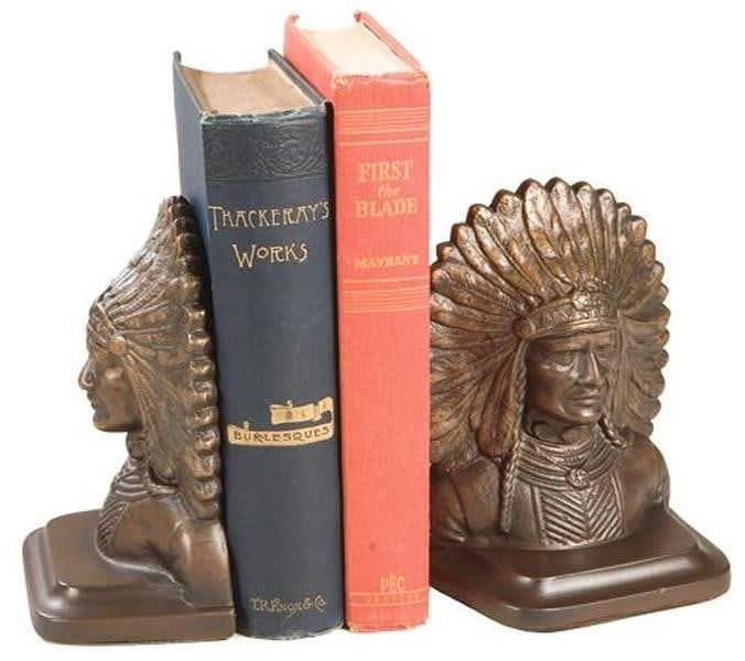 Lodge Style Bookends Featuring Chief Sitting Bull Resin Decor: Lodge Style Bookends Featuring Chief Sitting Bull Resin Decor This item is made at time of order. Please allow 42 to 70 days for production. Enhance your decor with these Lodge Style Bookends, featuri