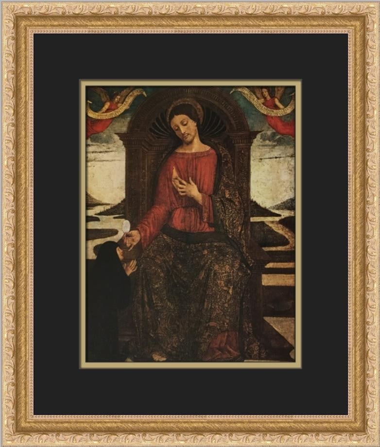 Quirizio Da Murano Christ and a Nun Framed Print 16 x 14: Quirizio Da Murano Christ and a Nun Framed Print 16 x 14 This custom framed print titled "Christ and a Nun" by artist Quirizio Da Murano showcases a blend of Expressionism and Impressionism styles. Me