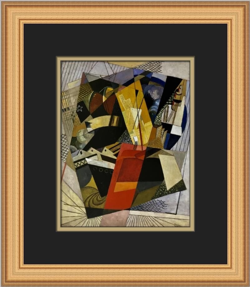 Albert Gleizes In The Port Custom Framed Cubist Print 14 x 13: Albert Gleizes In The Port Custom Framed Cubist Print 14 x 13 This exquisite custom framed print titled 'In The Port' by renowned artist Albert Gleizes showcases the vibrant style of Cubism. Produced