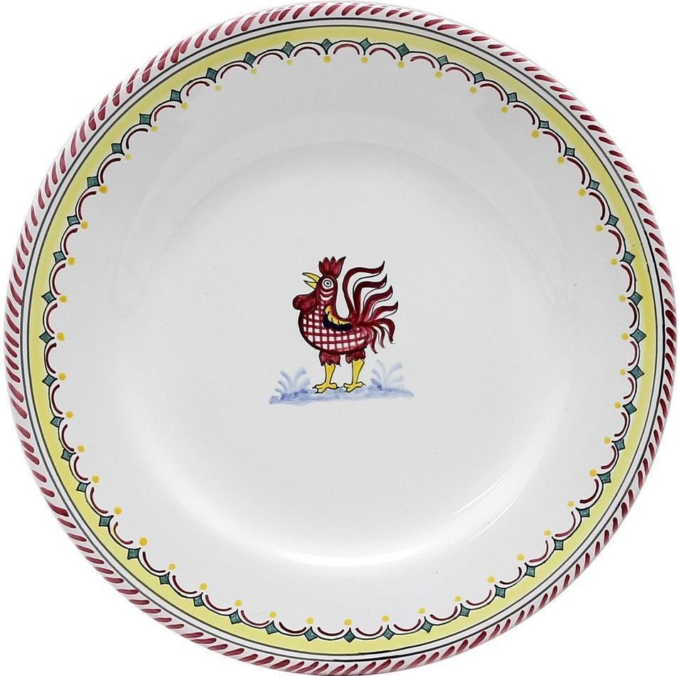 Italian Orvieto Red Rooster Dinner Plate 11 Inch Deruta Style: Italian Orvieto Red Rooster Dinner Plate 11 Inch Deruta Style This exquisite Italian Orvieto plate showcases a vibrant red rooster design, embodying the charm of Deruta style craftsmanship. Perfect fo