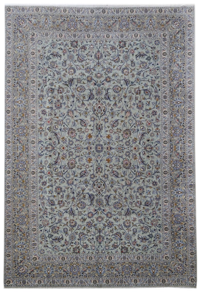 10'4 x 15'5 Multi-Color Persian Signed Kashan Hand-Knotted Area Rug: 10'4 x 15'5 Multi-Color Persian Signed Kashan Hand-Knotted Area Rug Free continental US Shipping Introducing an exquisite 10' 4" x 15' 5" Multi-Color Persian Signed Kashan Rug, a true masterpiece hand