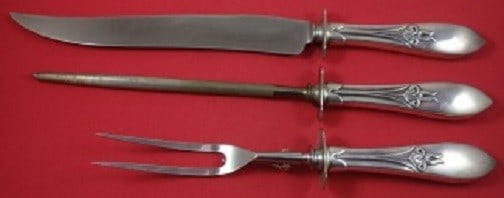 Frank Smith Tulipan Sterling Silver 3-Piece Roast Carving Set: Frank Smith Tulipan Sterling Silver 3-Piece Roast Carving Set Enhance your dining experience with this exquisite 3-piece roast carving set from Frank Smith, featuring the elegant Tulipan pattern. Craf