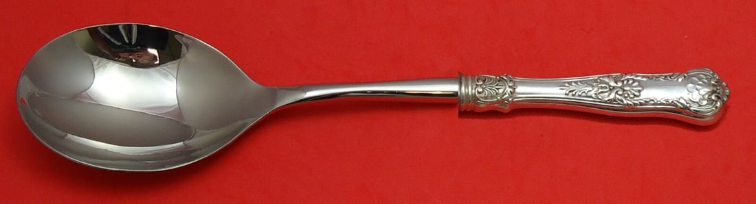 Gorham New Queens Sterling Silver Casserole Spoon Custom 11 1/4": Gorham New Queens Sterling Silver Casserole Spoon Custom 11 1/4" This exquisite casserole spoon is part of the New Queens pattern by Gorham, crafted from high-quality sterling silver. The spoon featur