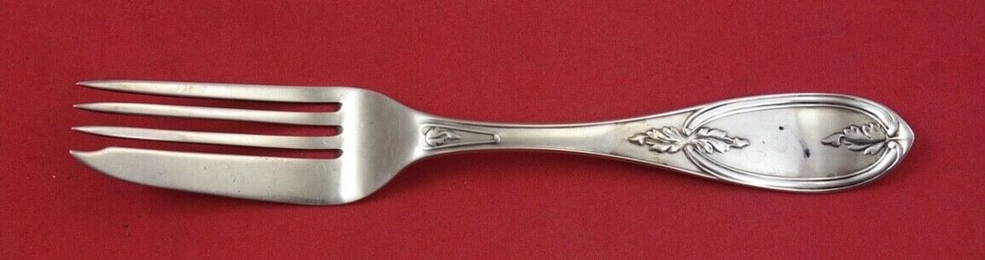 Olive Pattern Sterling Silver Pastry Fork 1855-60 by Jones Shreve Brown: Olive Pattern Sterling Silver Pastry Fork 1855-60 by Jones Shreve Brown This exquisite pastry fork features the "Olive" pattern, crafted from sterling silver and dating back to the mid-19th century, s