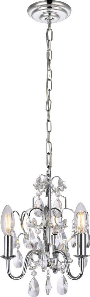 Elegant Lighting Kaede Chrome Pendant Light with Crystal Accents: Elegant Lighting Kaede Chrome Pendant Light with Crystal Accents Illuminate your space with this stunning Elegant Chrome Pendant featuring clear crystal accents. This transitional-style pendant light