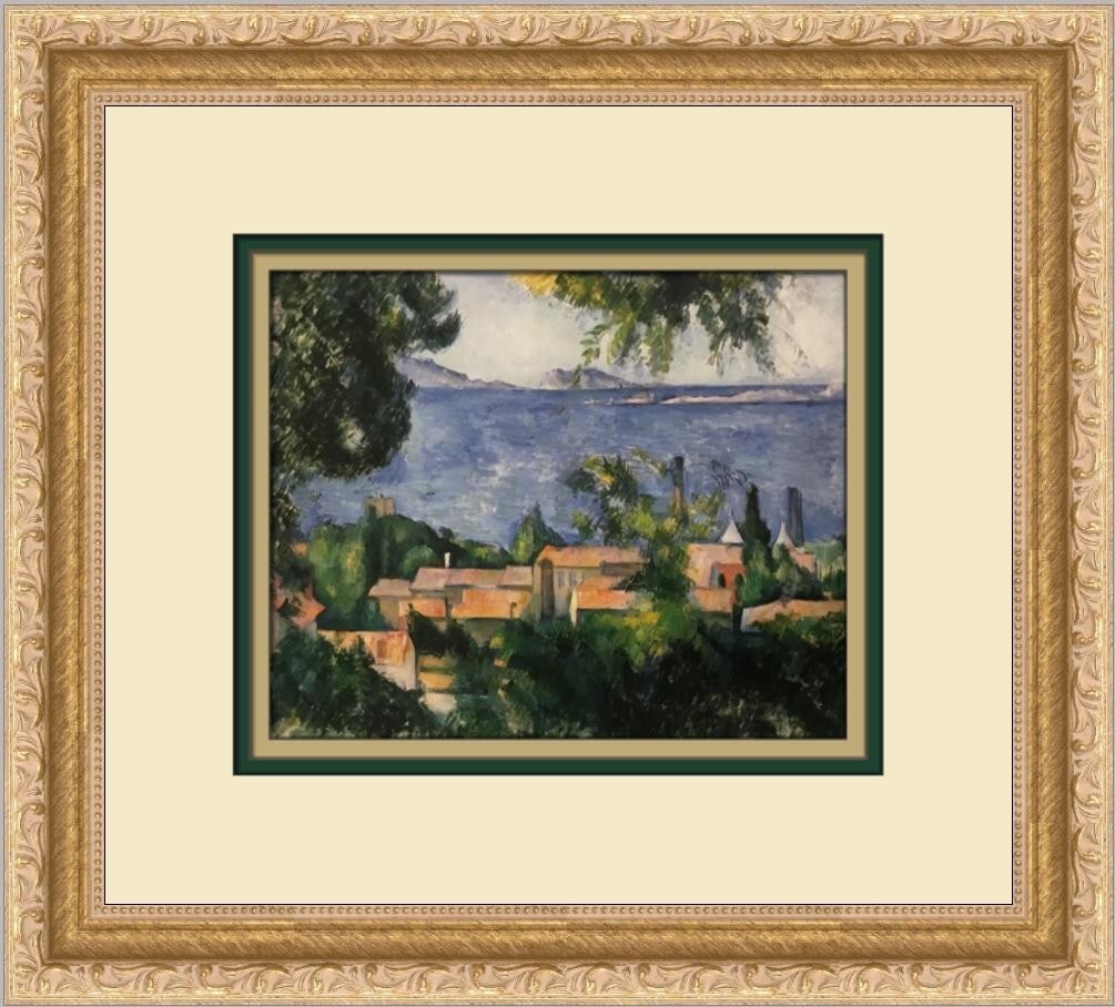 Paul Cezanne View Of Mount Marseilleveyre Custom Framed Print 1997: Paul Cezanne View Of Mount Marseilleveyre Custom Framed Print 1997 This stunning custom framed print features Paul Cezanne's iconic artwork titled "View Of Mount Marseilleveyre." Measuring 12 in x 13