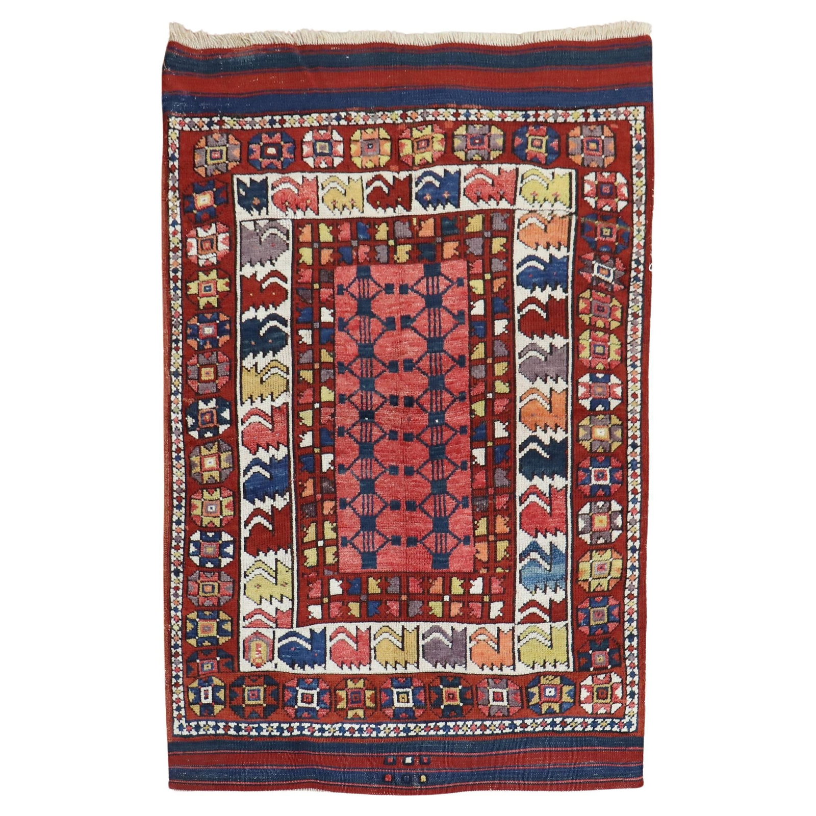 Late 19th Century Hand-Woven Bergama Turkish Rug Wool 39 x 55 in: Late 19th Century Hand-Woven Bergama Turkish Rug Wool 39 x 55 in Discover the artistry of this late 19th Century Bergama Turkish rug, a stunning example of hand-woven craftsmanship. This mid-century m