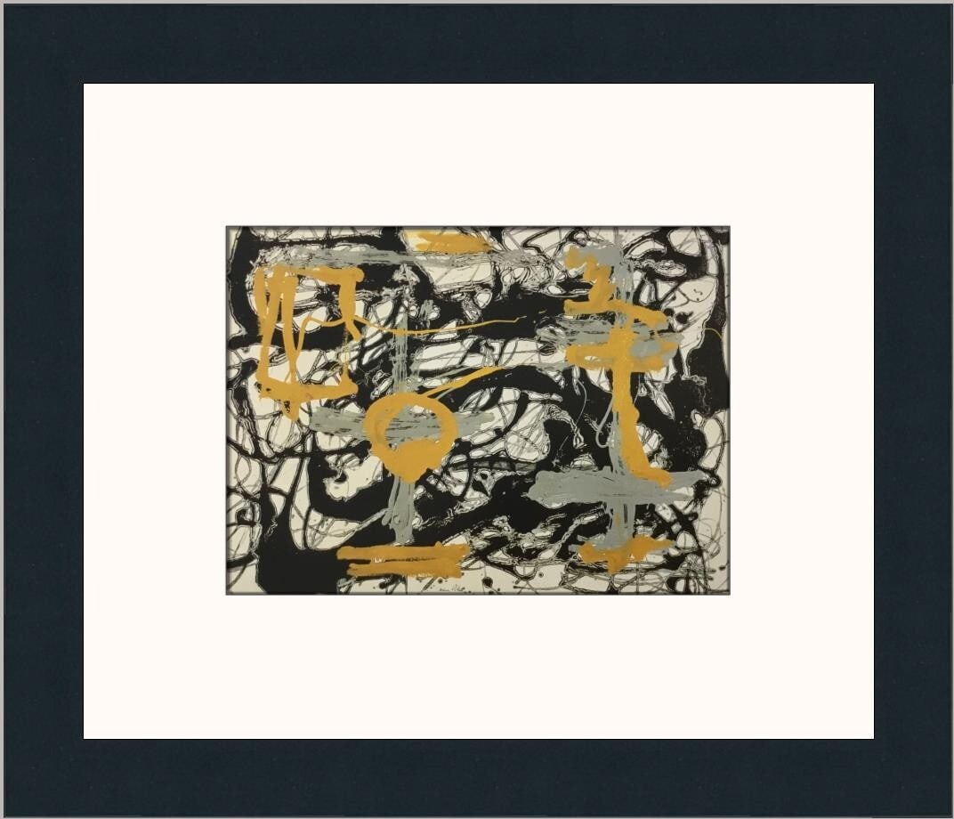 Jackson Pollock Yellow Gray Black Custom Framed Art Print 11 x 13: Jackson Pollock Yellow Gray Black Custom Framed Art Print 11 x 13 This custom framed print titled 'Yellow Gray Black' features the iconic work of renowned artist Jackson Pollock. Measuring 11 in. x 13