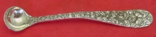 Schofield Baltimore Rose Sterling Silver Mustard Ladle 4 3/4" Custom Made: Schofield Baltimore Rose Sterling Silver Mustard Ladle 4 3/4" Custom Made This exquisite mustard ladle features the elegant Baltimore Rose pattern by Schofield, crafted from high-quality sterling silv