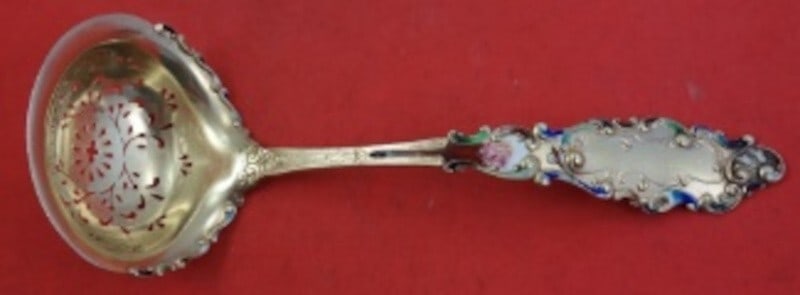 Gorham Luxembourg Sterling Silver Sugar Sifter Vermeil Enameled 6 7/8 inches: Gorham Luxembourg Sterling Silver Sugar Sifter Vermeil Enameled 6 7/8 inches This exquisite sugar sifter from the Luxembourg pattern by Gorham is crafted in sterling silver and features a stunning ver