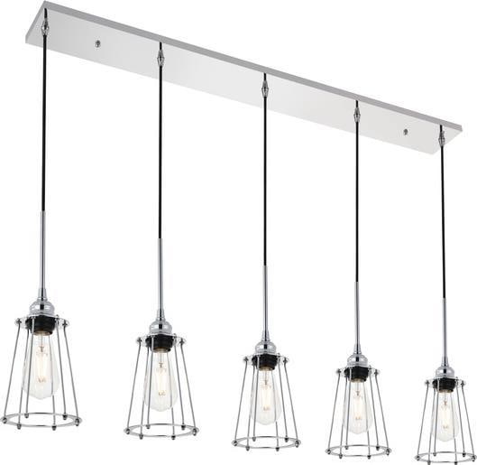 Elegant Lighting Auspice 5-Light Chrome Pendant Mid-Century Modern: Elegant Lighting Auspice 5-Light Chrome Pendant Mid-Century Modern Illuminate your space with the Auspice 5-Light Pendant, a stunning piece that combines vintage charm with modern design. This pendant