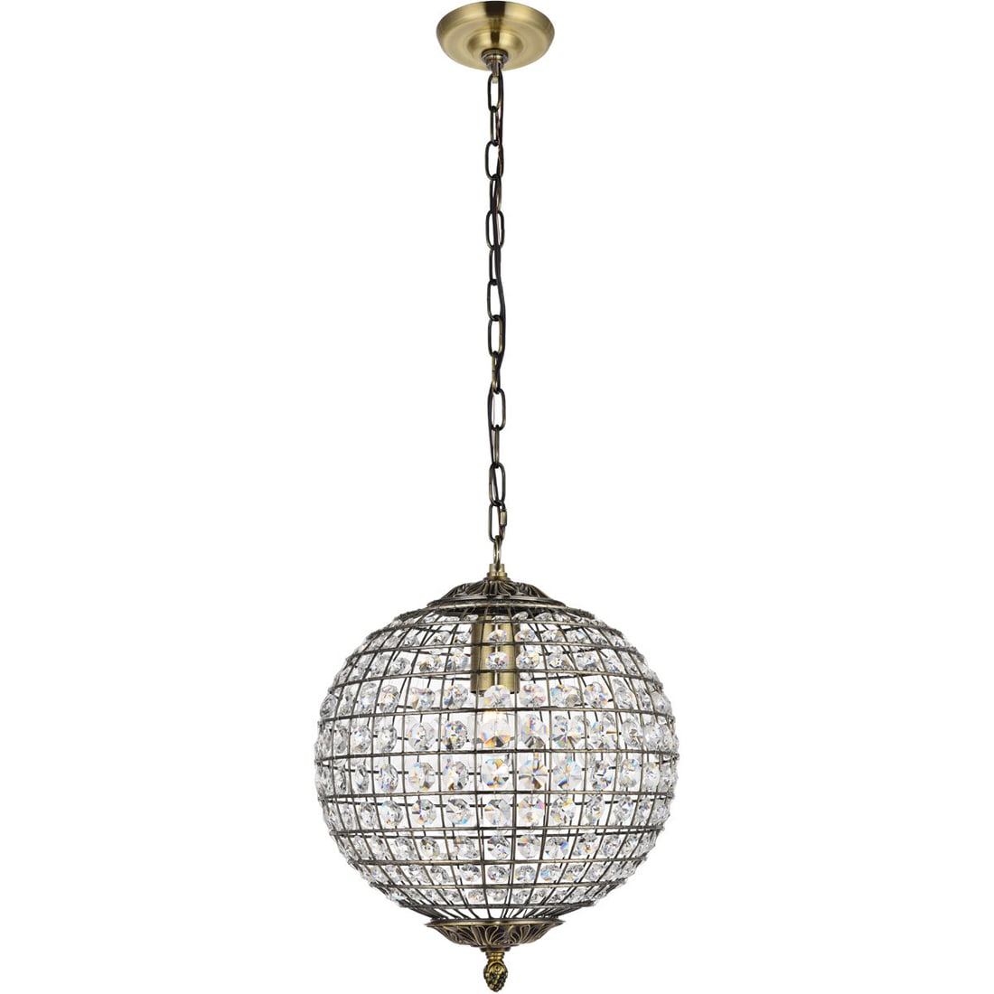 Earlene Antique Bronze 1 Light Crystal Chandelier 12" Sphere Pendant: Earlene Antique Bronze 1 Light Crystal Chandelier 12" Sphere Pendant Illuminate your space with this stunning Antique Bronze Sphere Chandelier, designed to enhance the beauty of any indoor area. This