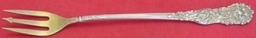 Reed and Barton Trajan Sterling Silver Cocktail Fork Gold Washed 5 3/4 inch: Reed and Barton Trajan Sterling Silver Cocktail Fork Gold Washed 5 3/4 inch Elevate your dining experience with this exquisite Sterling Silver Cocktail Fork from the renowned Trajan pattern by Reed an