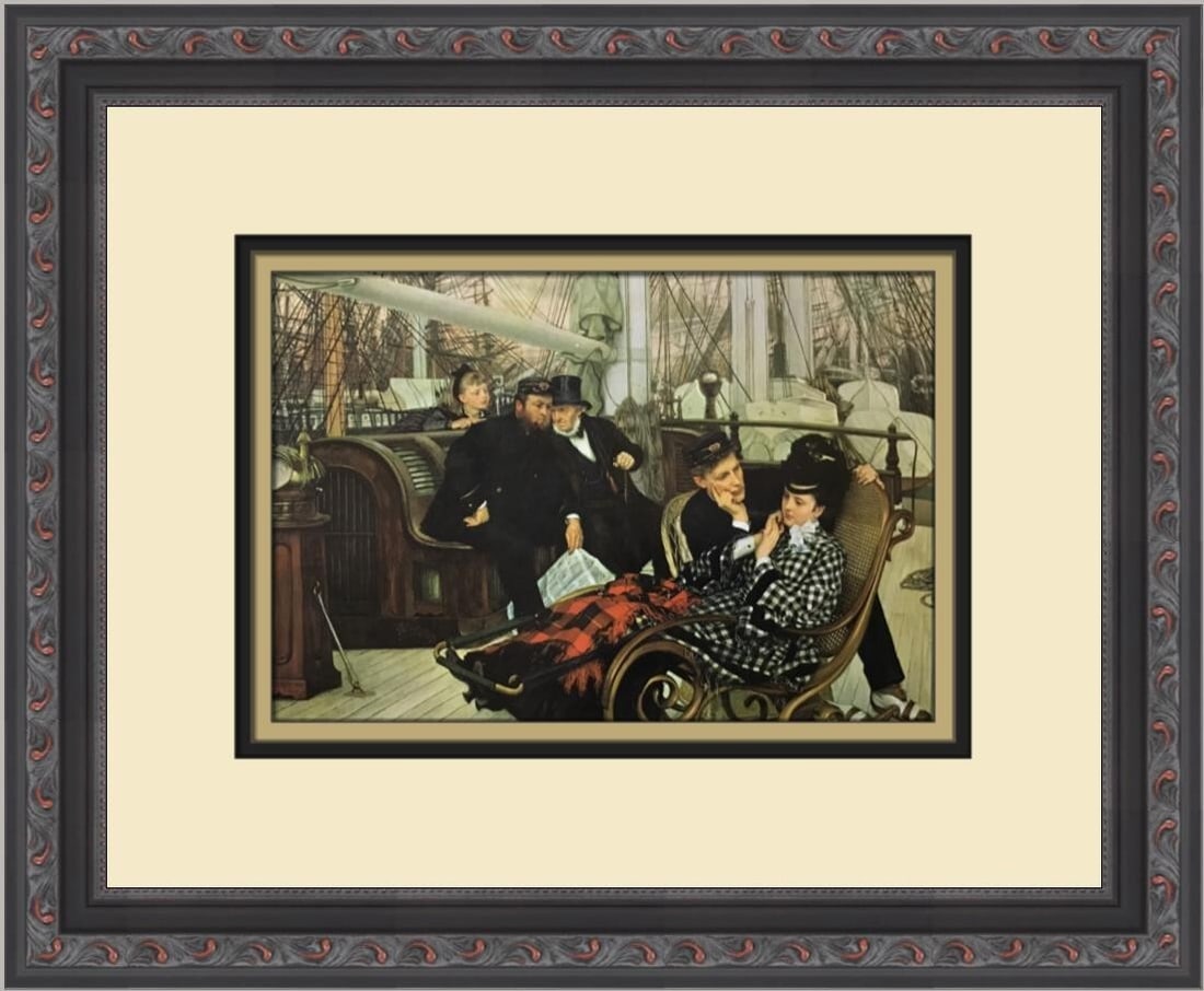 James Joseph Tissot The Last Evening Custom Framed Print 12x14: James Joseph Tissot The Last Evening Custom Framed Print 12x14 This custom framed print by James Joseph Tissot titled 'The Last Evening' captures the essence of Impressionism through its exquisite des