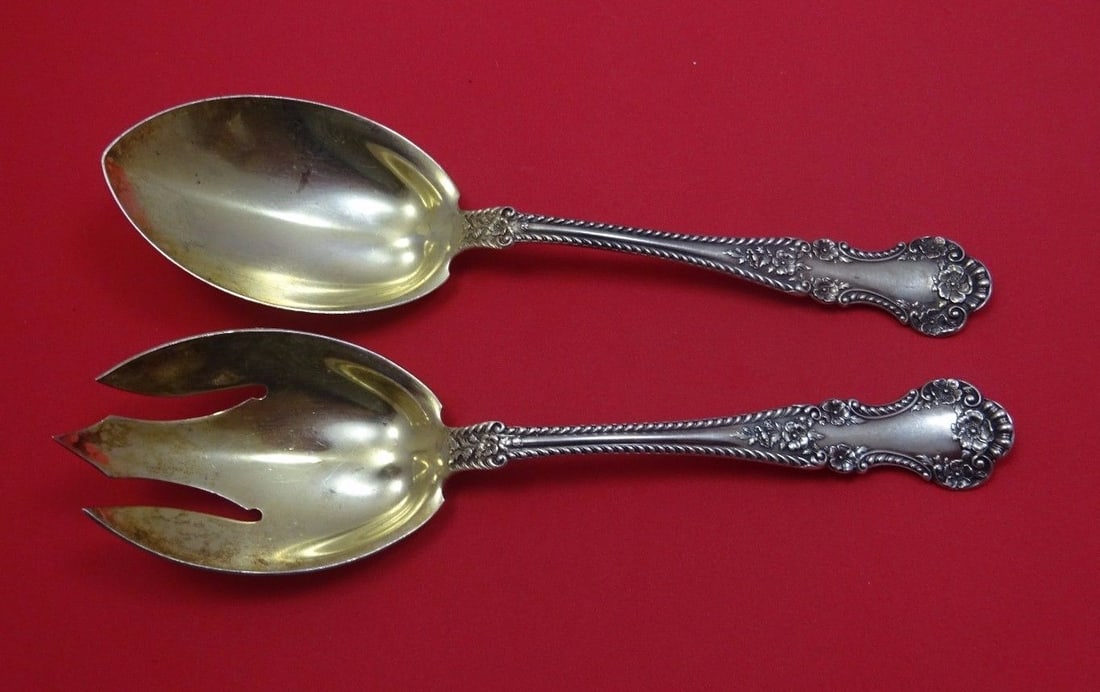 Gorham Cambridge Sterling Silver Salad Serving Set 2 Pieces 8.5": Gorham Cambridge Sterling Silver Salad Serving Set 2 Pieces 8.5" Elevate your dining experience with this exquisite Cambridge by Gorham Sterling Silver Salad Serving Set. This two-piece set, featuring