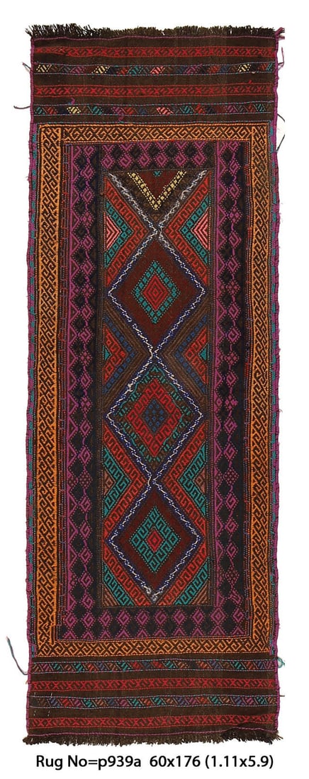 Handmade Afghan Tribal Wool Runner 2' x 6' Multicolor: Handmade Afghan Tribal Wool Runner 2' x 6' Multicolor Free continental US Shipping Introducing our captivating 2' x 5.9' Small Narrow Tribal Wool Runner, a testament to the rich heritage of Afghan cra