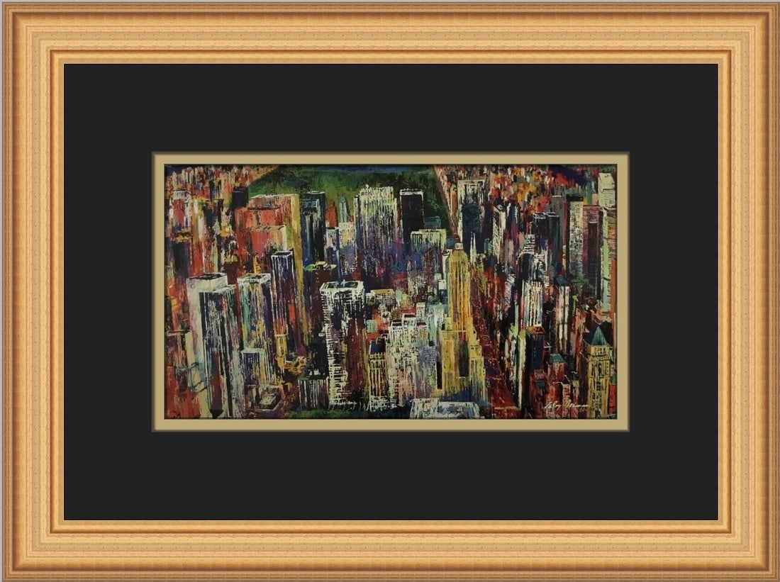 LeRoy Neiman Midtown Manhattan Custom Framed Expressionist Art Print 11x15: LeRoy Neiman Midtown Manhattan Custom Framed Expressionist Art Print 11x15 This stunning custom framed print titled "Midtown Manhattan" by renowned artist LeRoy Neiman captures the vibrant spirit of N