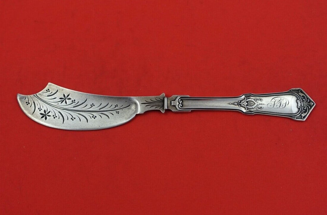 Humboldt Sterling Silver Cheese Knife by Wood and Hughes 7 5/8": Humboldt Sterling Silver Cheese Knife by Wood and Hughes 7 5/8" Introducing the Humboldt Cheese Knife by Wood and Hughes, a stunning piece made from high-quality sterling silver (.925) and measuring 7