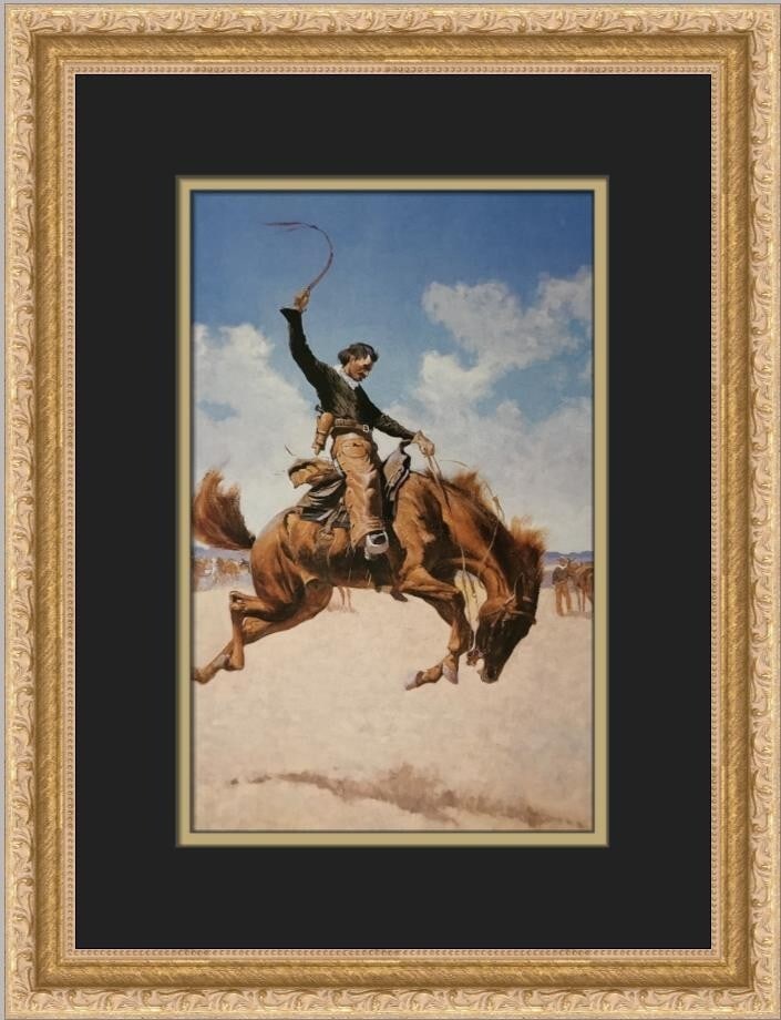 Frederic Remington Bronco Buster Custom Framed Print 1981 Art: Frederic Remington Bronco Buster Custom Framed Print 1981 Art This exquisite custom framed print titled "Bronco Buster" by renowned artist Frederic Remington is a stunning representation of realism. C
