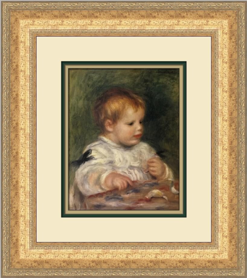 Renoir Portrait of Jacques Fray Baby Print Custom Framed 18 x 16: Renoir Portrait of Jacques Fray Baby Print Custom Framed 18 x 16 This captivating custom framed print features Pierre-Auguste Renoir's "Portrait of Jacques Fray as a Baby," showcasing the artist's sig