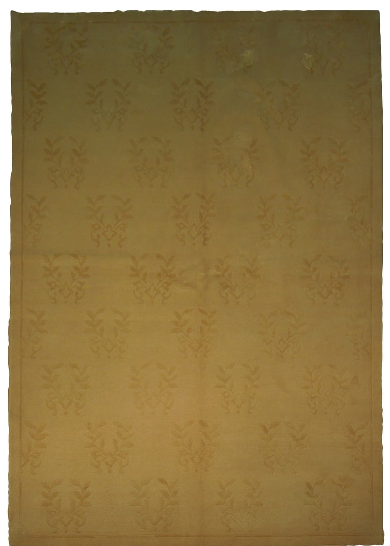 5.5 x 8.1 Golden Wool Silk Modern Nepalese Handmade Rug: 5.5 x 8.1 Golden Wool Silk Modern Nepalese Handmade Rug Free continental US Shipping Transform your living space with the exquisite 5.5 x 8.1 Golden Wool & Silk Fine Quality Modern Nepalese Rug. Handc