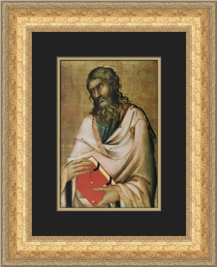 Simone Martini Saint Andrew Custom Framed Art Print 19 x 17: Simone Martini Saint Andrew Custom Framed Art Print 19 x 17 This stunning custom framed print titled 'Saint Andrew' is a captivating artwork by renowned artist Simone Martini, produced in 1982. The pr