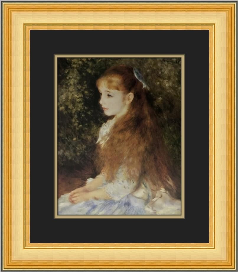 Renoir Mme Irene Cohen D'Anvers Custom Framed Print 19 x 17: Renoir Mme Irene Cohen D'Anvers Custom Framed Print 19 x 17 This exquisite custom framed print features the work of renowned artist Pierre-Auguste Renoir, titled "Mme Irene Cohen D'Anvers." Measuring