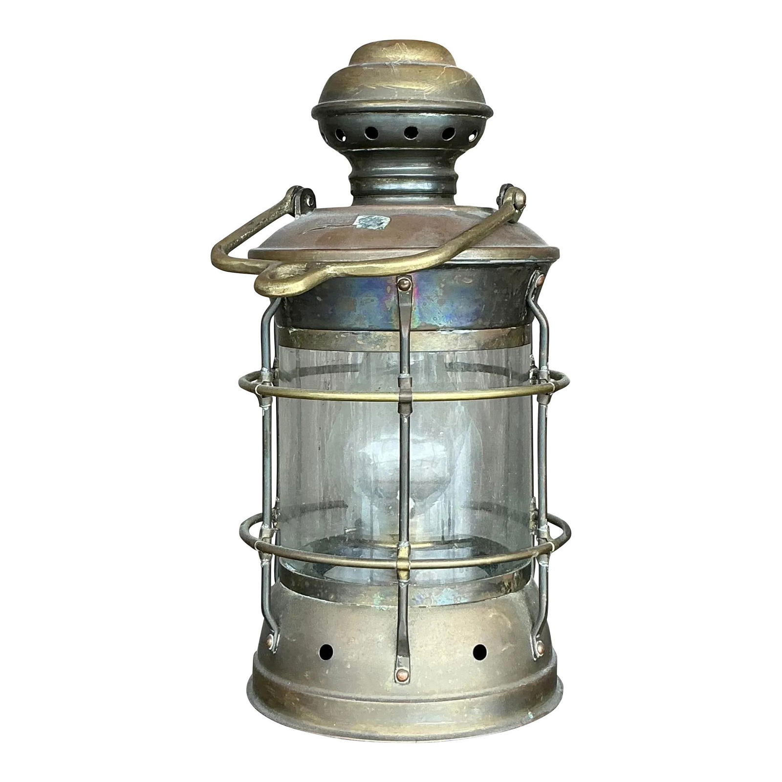 Vintage Coastal Anchor Brass Oil Lantern Nautical Decor (1 of 7)