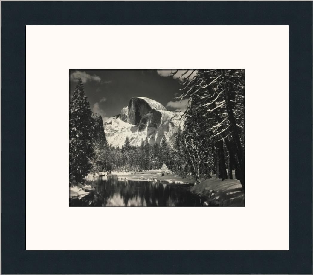 Framed Ansel Adams Print Half Dome Merced River Winter Yosemite Offset Lithograph (1 of 2)