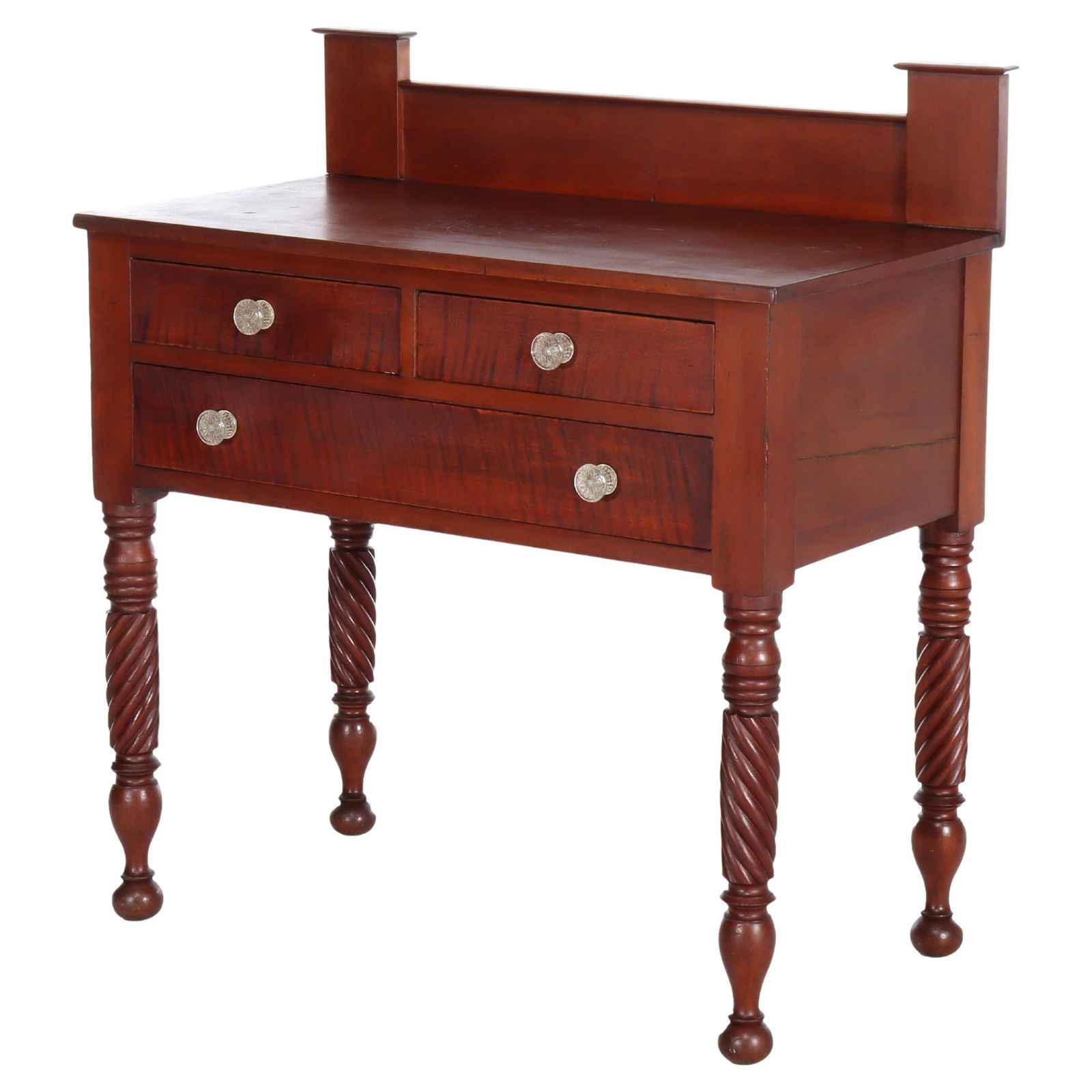 Circa 1830 Sheraton Server Cherry and Tiger Maple Three Drawer Antique (1 of 15)