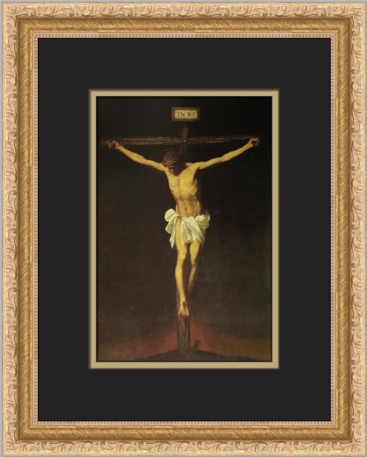 Francisco De Zurbaran Crucifixion Custom Framed Art Print 16x12: Francisco De Zurbaran Crucifixion Custom Framed Art Print 16x12 This stunning custom framed print titled "Crucifixion" by renowned artist Francisco De Zurbaran showcases a compelling religious theme w