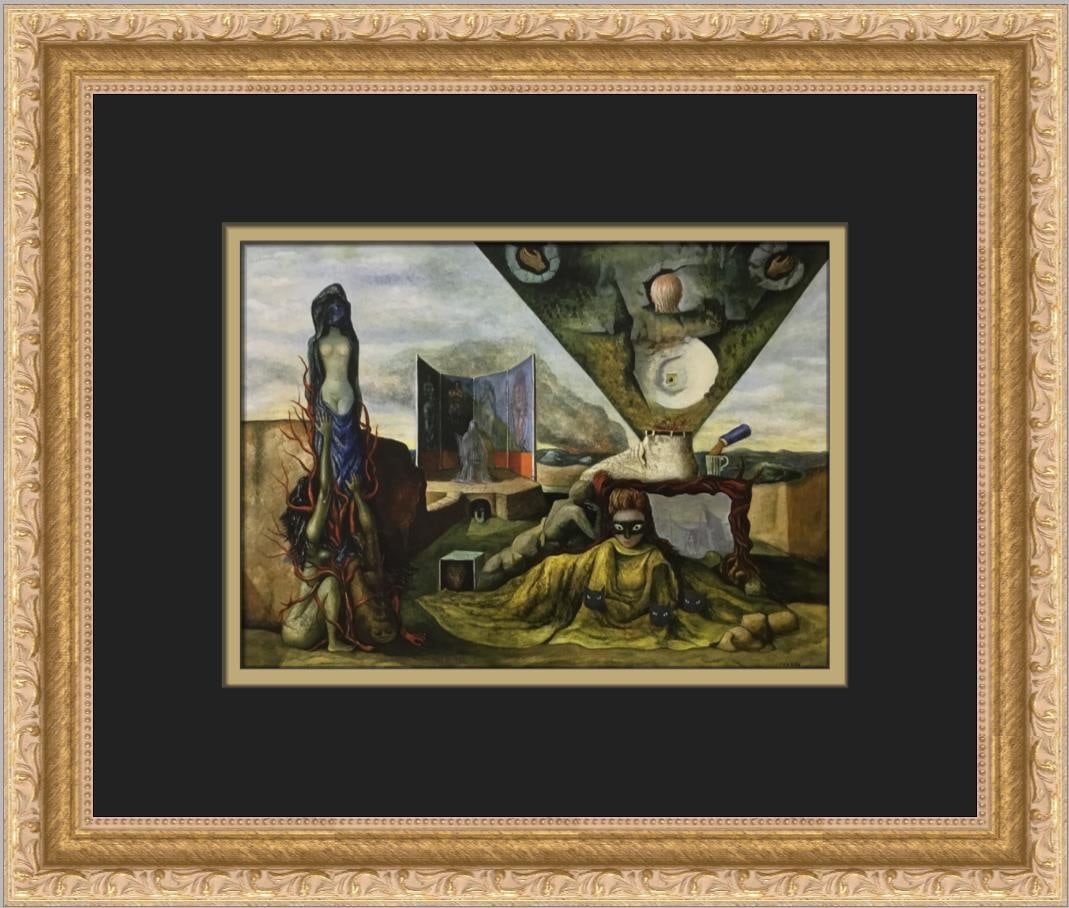 Remedios Varo The Days of the Calle Gabino Barreda Framed Print Surrealism Art: Remedios Varo The Days of the Calle Gabino Barreda Framed Print Surrealism Art This stunning custom framed print by Remedios Varo, titled 'The Days of the Calle Gabino Barreda', showcases a surrealist