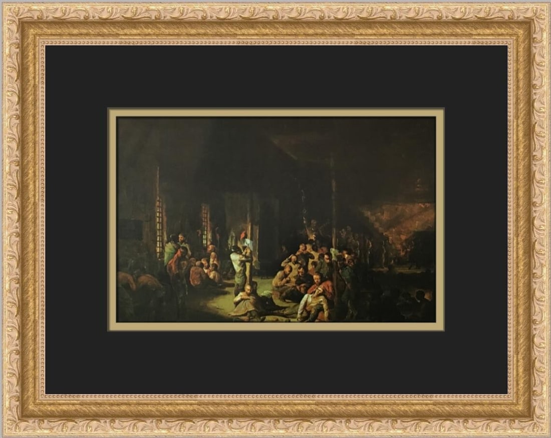 David Blythe Libby Prison Impressionism Custom Framed Print 1972: David Blythe Libby Prison Impressionism Custom Framed Print 1972 This stunning custom framed print titled "Libby Prison" by artist David Blythe captures the unique essence of Impressionism. Produced i