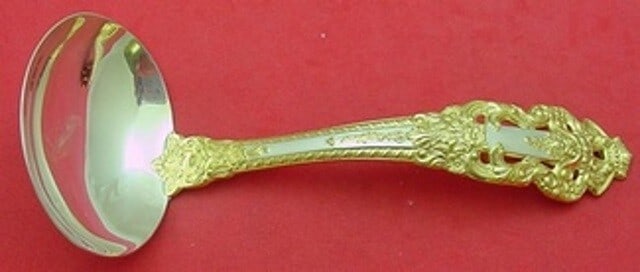 Gorham Crown Baroque Gold Sterling Silver Gravy Ladle 7 Inch: Gorham Crown Baroque Gold Sterling Silver Gravy Ladle 7 Inch This exquisite gravy ladle features the elegant Crown Baroque Gold pattern by Gorham, crafted from high-quality sterling silver. Measuring