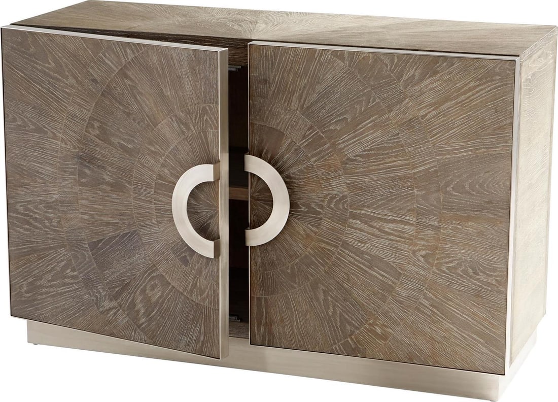 Cyan Volante Storage Cabinet Weathered Oak Smoke Stainless Steel 49.25L: Cyan Volante Storage Cabinet Weathered Oak Smoke Stainless Steel 49.25L Enhance your home decor with the Stylish Volante Cabinet, featuring a charming Weathered Oak finish. This cabinet not only serve