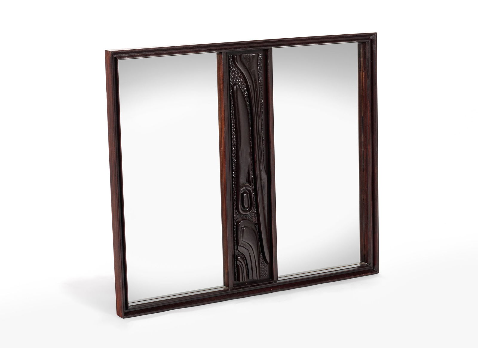 Vintage Pulaski Oceanic Walnut Mirror Mid Century Modern 1970s: Vintage Pulaski Oceanic Walnut Mirror Mid Century Modern 1970s This stunning Mid Century Modern Pulaski Oceanic Mirror showcases a beautiful, warm walnut wood grain complemented by a sculpted Oceanic