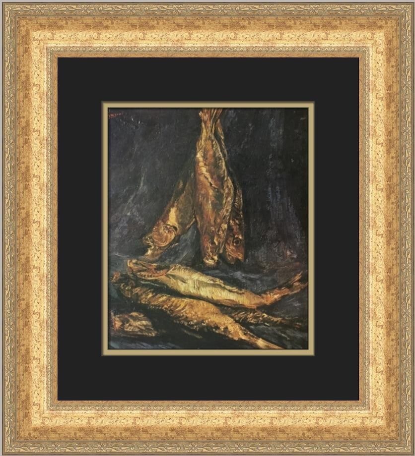 Vincent Van Gogh Smoked Herring Custom Framed Art Print: Vincent Van Gogh Smoked Herring Custom Framed Art Print This stunning print features Vincent Van Gogh's captivating artwork titled 'Smoked Herring.' Measuring 19 in. x 17 in. in its custom frame, this