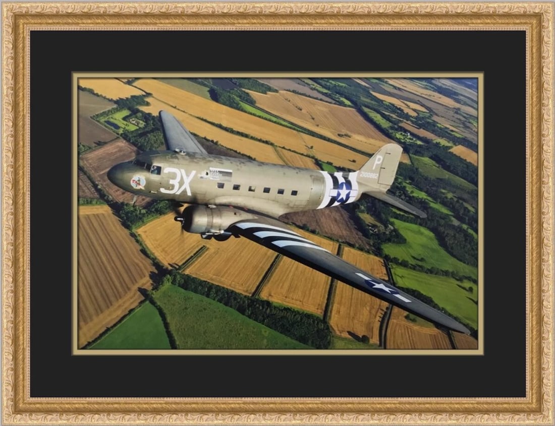 Douglas C-47A Skytrain Custom Framed Print by Philip Makanna: Douglas C-47A Skytrain Custom Framed Print by Philip Makanna This custom framed print features the iconic Douglas C-47A Skytrain, beautifully rendered by artist Philip Makanna. Measuring 23 inches in