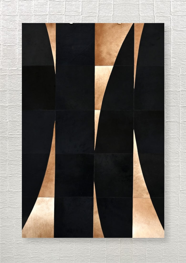 Hand Woven Midnight Black Genuine Cowhide Leather Area Rug 3FT x 5FT: Hand Woven Midnight Black Genuine Cowhide Leather Area Rug 3FT x 5FT Free continental US Shipping This area rug is hand-woven from 100% genuine cowhide leather, offering a sophisticated midnight black