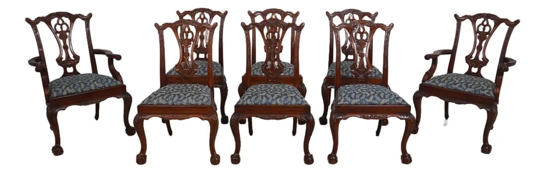 Set of 8 Maitland Smith Chippendale Mahogany Dining Chairs (1 of 10)