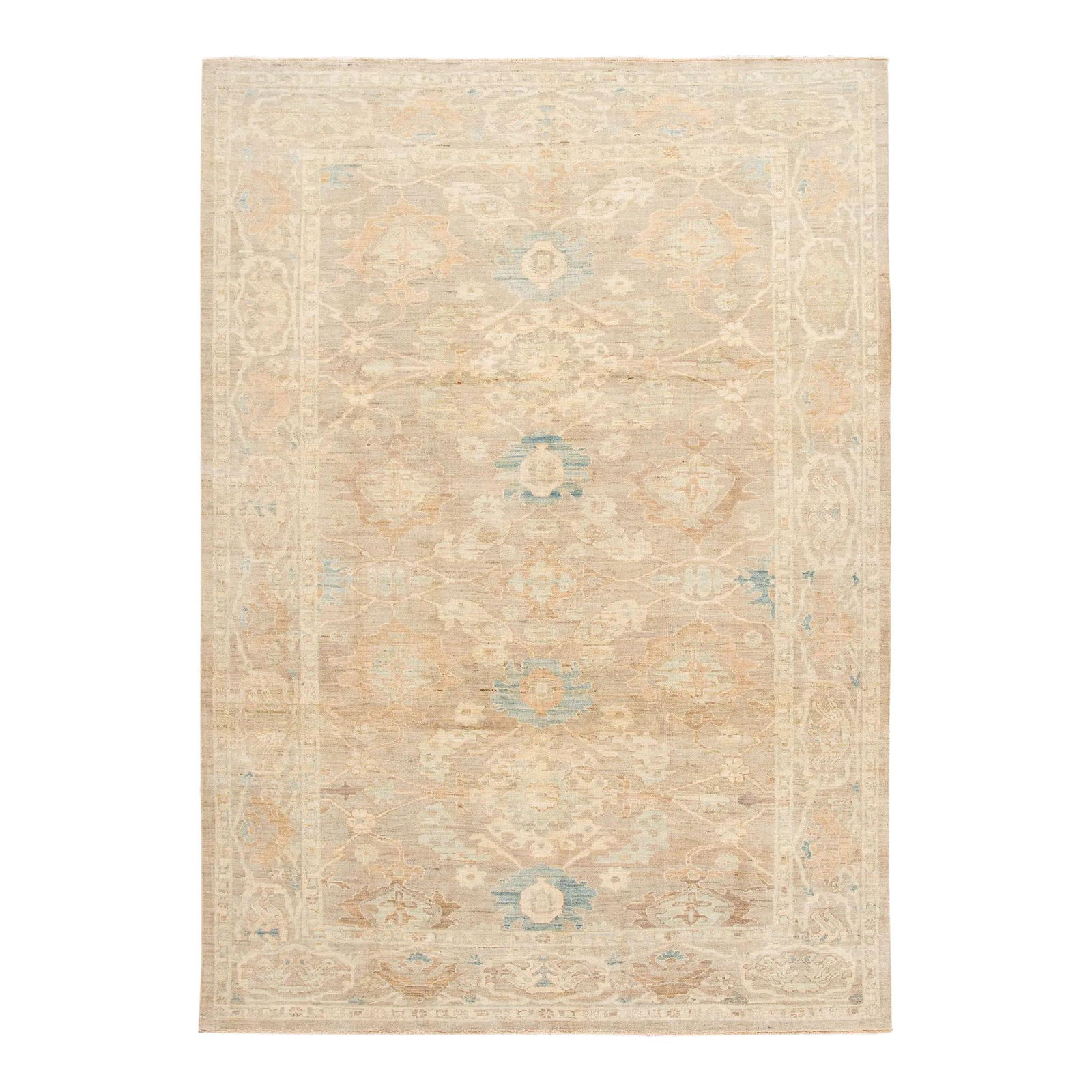 Beige Persian Sultanabad Wool Rug Handmade Floral Design 8'4 x 12': Beige Persian Sultanabad Wool Rug Handmade Floral Design 8'4 x 12' Experience the beauty of this exquisite modern Persian Sultanabad rug, meticulously hand-knotted from high-quality wool. Featuring a