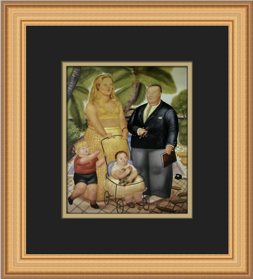 Fernando Botero Frank Lloyd and His Family Custom Framed Art Print: Fernando Botero Frank Lloyd and His Family Custom Framed Art Print This exquisite custom framed print by renowned artist Fernando Botero features the captivating piece titled "Frank Lloyd and His Fami