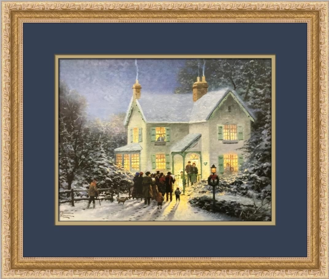 Thomas Kinkade Caroling Caroling Custom Framed Art Print: Thomas Kinkade Caroling Caroling Custom Framed Art Print This beautiful custom framed print titled "Caroling, Caroling" by renowned artist Thomas Kinkade captures the essence of Americana Realism. The