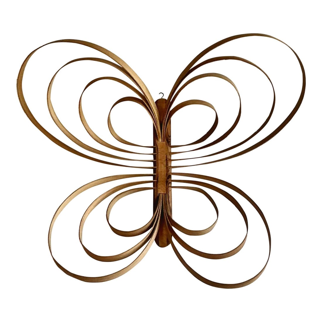 Vintage Bent Wood Butterfly Wall Sculpture 40.75 x 33 x 11.25: Vintage Bent Wood Butterfly Wall Sculpture 40.75 x 33 x 11.25 Embrace the elegance of nature with this monumental vintage butterfly wall sculpture. Expertly crafted from bentwood, this piece embodies