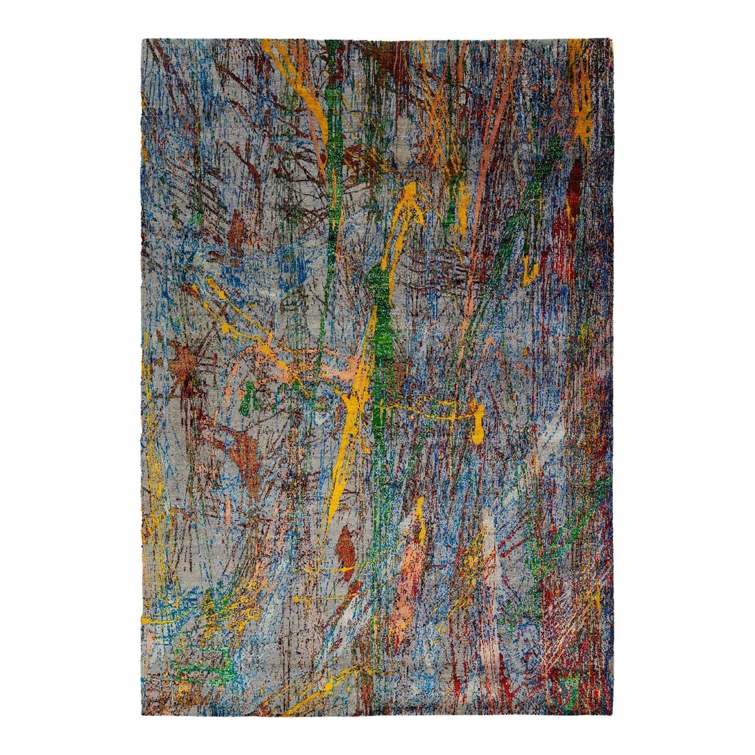 Hand-Knotted Contemporary Wool Rug 10' x 14'3' Abstract Design: Hand-Knotted Contemporary Wool Rug 10' x 14'3' Abstract Design Enhance your living space with this stunning contemporary hand-knotted rug, featuring a breathtaking abstract design in vibrant hues. Thi